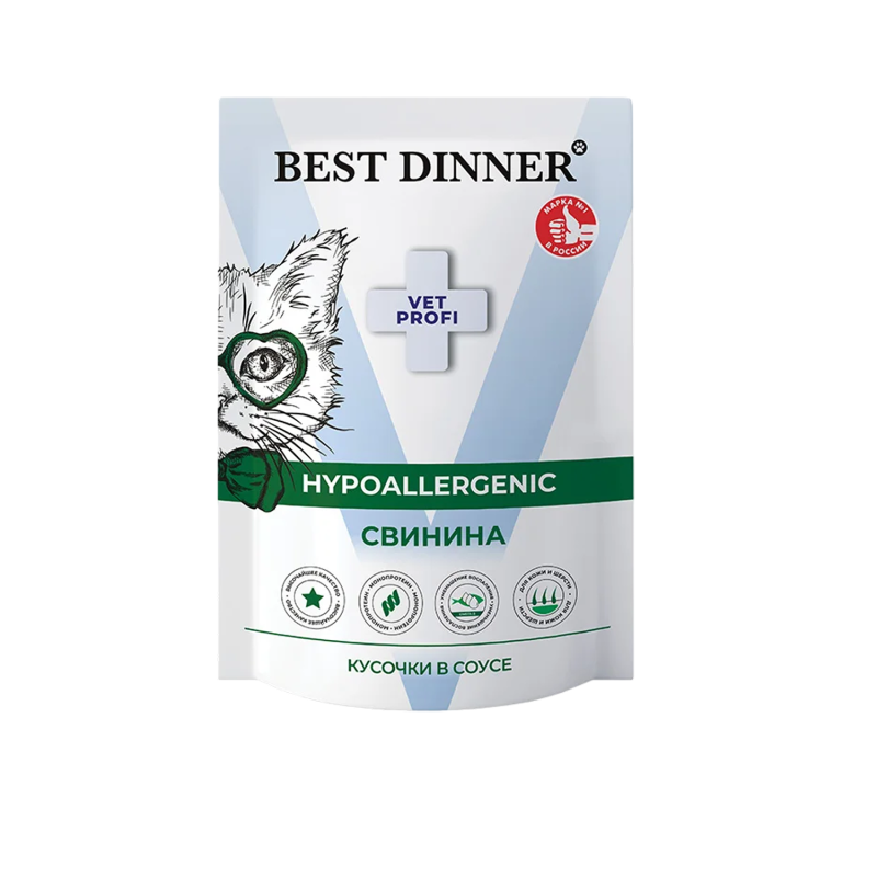 Best Dinner Бест Диннер д/кошек Гипоаллергеник кусочки в соусе Свинина 85 г