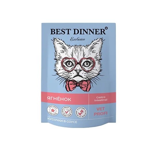 Best Dinner Бест Диннер д/кошек Гастроинтестинал кусочки в соусе с Ягненком 85 г